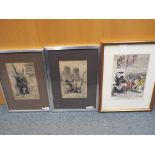 Three early prints mounted and framed under glass of varying sizes (3)