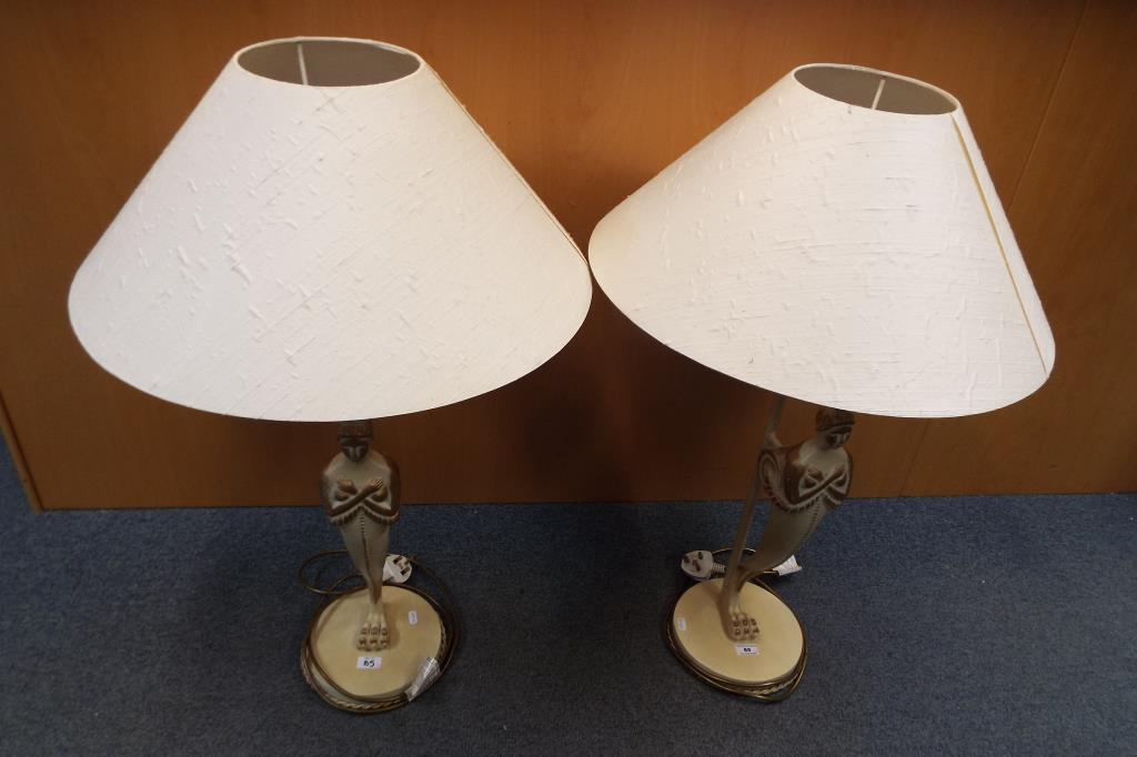 Two ornate table lamps