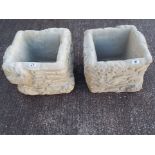 Garden - two square reconstituted stone planters with brick and ivy decoration Est £30 - £50