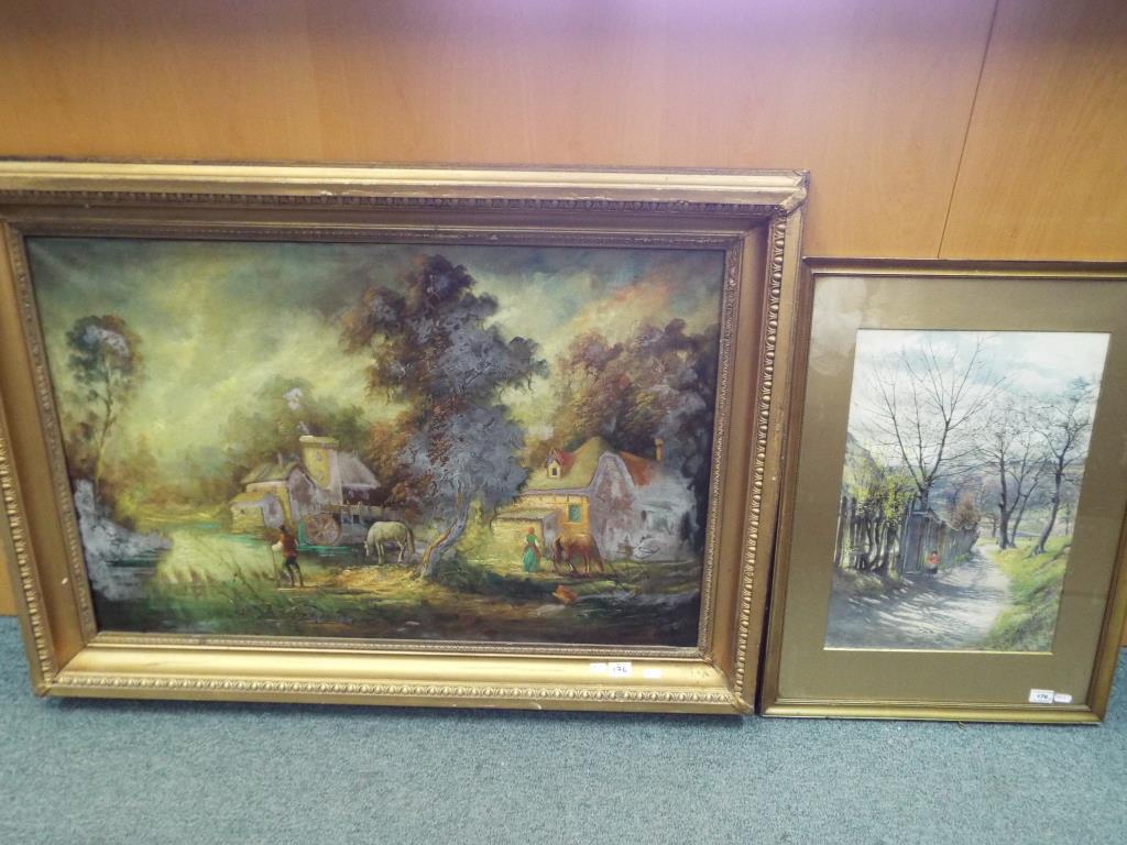 An oil on canvas depicting a rural scene signed lower right by the artist Lucas,