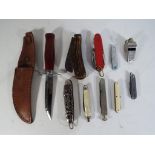 A collection of knives to include pipe smokers knife, penknives including Richards of Sheffield,