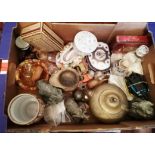 A box containing a good collection of collectables to include Metropolitan Police decanter,