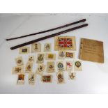 Lot to include two leather covered swagger sticks,