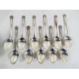 Eleven predominantly George V silver hallmarked coffee spoons, all Sheffield assay,