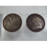 Two Victorian crowns comprising 1890 and 1893 Est £30 - £50