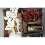 A good lot to include Portuguese ceramic jardiniere, Italian ceramic model of a Samurai,