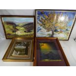 A quantity of pictures and paintings to include an oil on board depicting a landscape scene signed