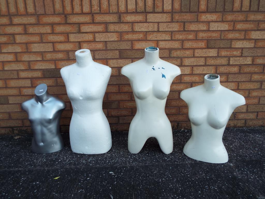 Four mannequin torso shop displays largest being approximately 76 cm (H) [4]