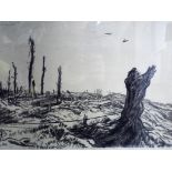 Muirhead Bone - a world war one (WW1) original lithograph by Muirhead Bone entitled Chateau near