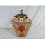 A good quality glass lantern with gilded highlights stained glass and relief decoration 30cm (h) x