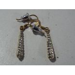 A pair of lady's drop earrings, stone set Est £25 - £40.