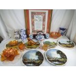 A good mixed lot to include a quantity of Carnival glass, blue and white ceramic tableware,