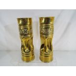 Trench art - a pair of World War One shells marked 18Pr II VCV 1917 and 18 Pr II LZE ornately
