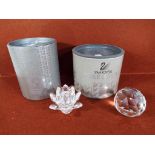 Swarovski - two crystal Swarovski pieces to include a water lily candle holder approx 8cm (d) and