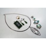 A mixed lot of good quality costume jewellery to include a silver necklace and pendant stone set