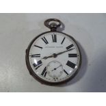 A hallmarked silver cased pocket watch, Chester assay 1889,