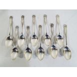 Ten George VI or earlier silver hallmarked coffee spoons, all Sheffield assay,