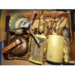 A good mixed lot to include a quantity of brass and copper ware,