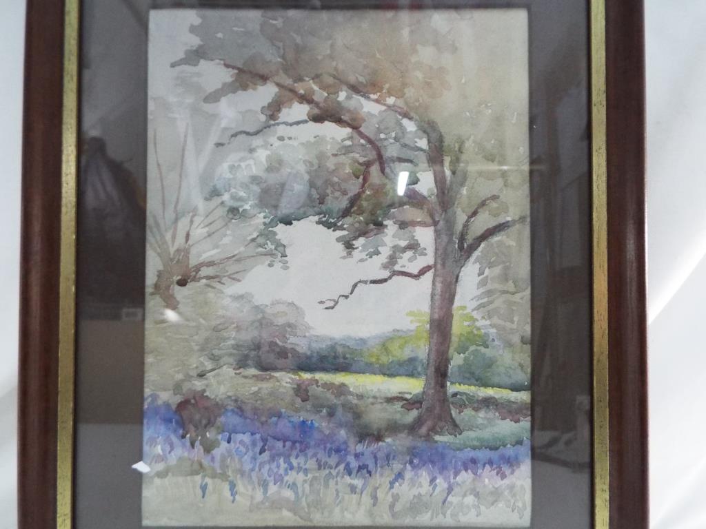 A watercolour mounted and framed under glass depicting a rural scene signed lower right by the - Image 4 of 4