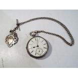 A hallmarked silver cased pocket watch, Chester assay 1890,