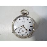 A hallmarked silver cased pocket watch, Birmingham assay 1921,