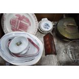 A good mixed lot to include a brass pot, plated flatware, glass jug,