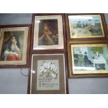 Five framed pictures of varying sizes