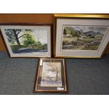 A watercolour mounted and framed under glass depicting a rural scene signed lower right by the