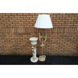 A marble effect plant stand approx 92cm (h) also included in the lot is an ornate standard lamp