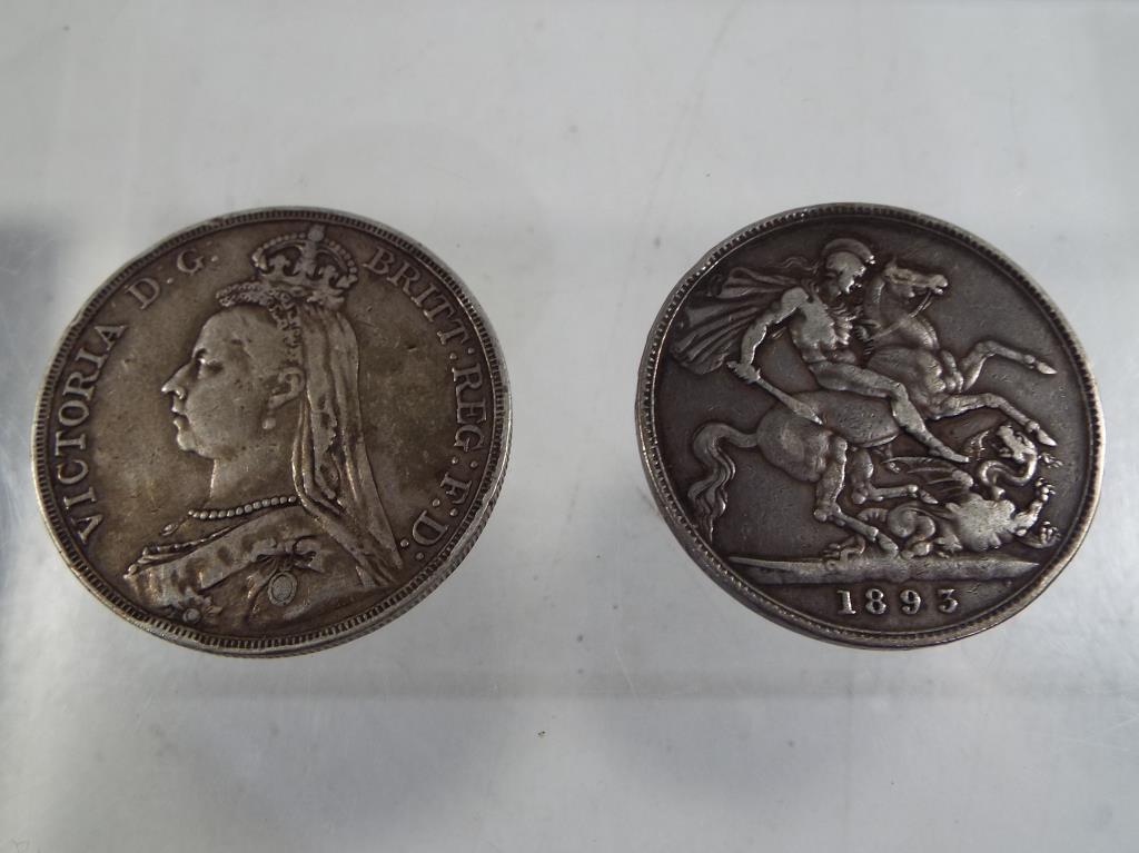 Two Victorian crowns comprising 1890 and 1893 Est £30 - £50 - Image 2 of 2