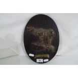 A wooden wall plaque of the 49th (West Riding) Infantry Division featuring cast metal bear approx