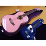 A child's pink six string acoustic guitar by Nevade model no.