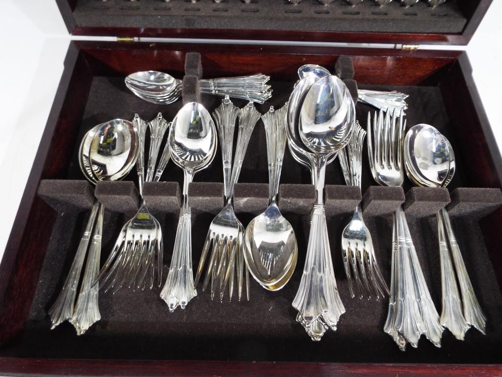 A mahogany cased canteen of plated Sheffield cutlery - Image 2 of 3
