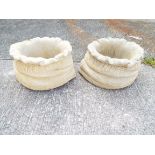 Garden - two small reconstituted stone planters in a form of the potato sacks Est £20 - £40