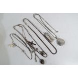 Silver - a quantity of hallmarked silver and European stamped 925 to include necklaces, pendants,