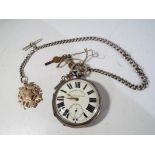 A hallmarked silver cased pocket watch, Chester assay 1896,