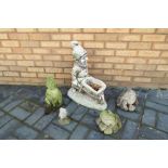 Five reconstituted stone garden ornaments the largest being approx 60cm (h)