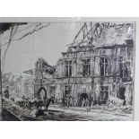 Muirhead Bone - a world war one (WW1) original lithograph by Muirhead Bone entitled The Town Hall,