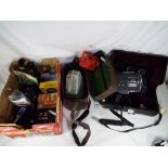 Photographic Equipment - a Chinon 505XL camera, cable and mic in protective hard carry case,