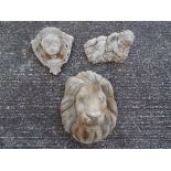 Garden - two reconstituted stone cherubs and a lion head Est £40 - £60