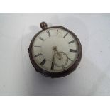 A hallmarked silver cased pocket watch, Chester assay 1898, Roman numerals on a white dial,