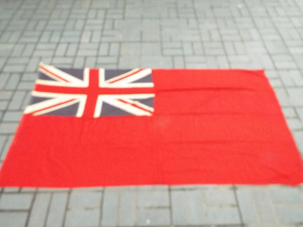 A vintage Red Ensign measuring approximately 120 cm x 210 cm.