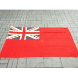 A vintage Red Ensign measuring approximately 120 cm x 210 cm.