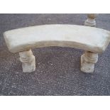 Garden - a reconstituted stone squirrel bench with curved seat Est £40 - £60