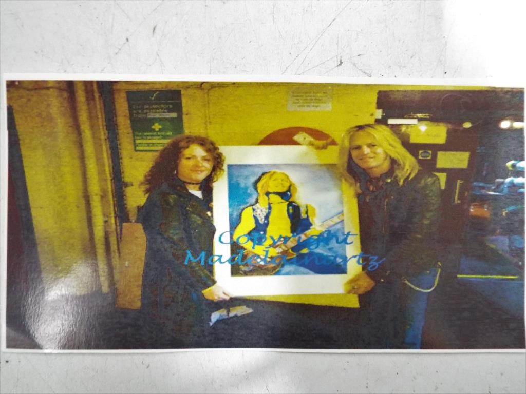 A mounted and framed undert glass gouache on paper entitled Whitesnake Washboard depicting Doug - Image 2 of 2