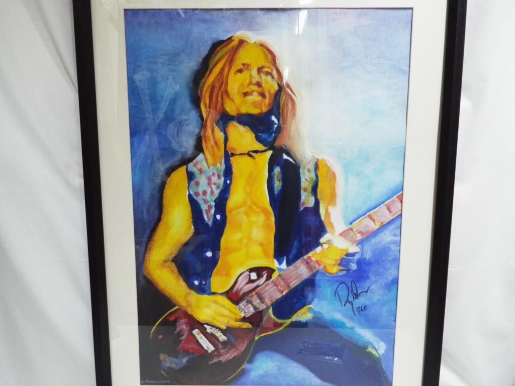 A mounted and framed undert glass gouache on paper entitled Whitesnake Washboard depicting Doug