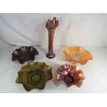A collection of Carnival glass items to include bowls and a vase (5)