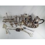 A collection of good quality plated ware to include tea and coffee set, vases,