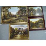 Two framed oils on board depicting rural scenes, signed by the artist Jean Rennie,