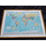 A modern framed print of a map mounted and framed overall size including frame 73cm x 103cm